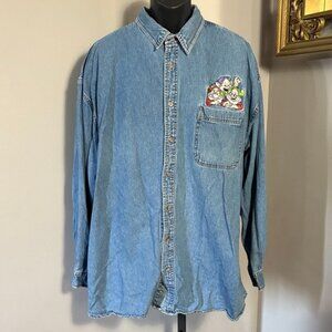 The Disney Catalog 3X Denim Jean Button Down 3 Dwarves Shirt